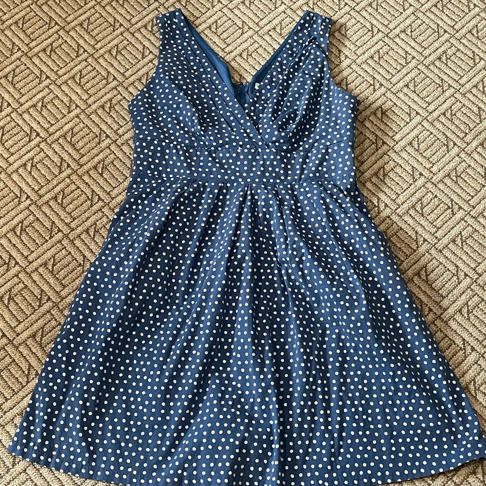 Size 16 Blue with Polka Dots and Pockets Summer Dress